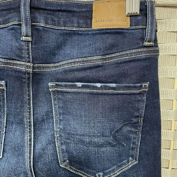 American Eagle HI-RISE JEGGING Jeans Women's 4R Blue Dark Wash Stretch Denim - Picture 5 of 11